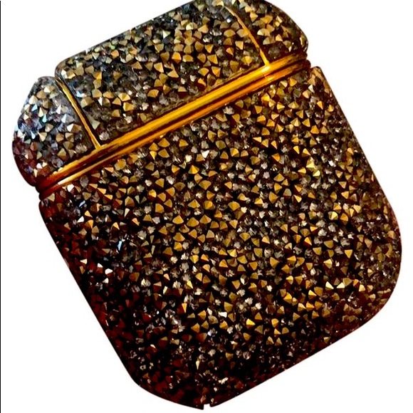 New Nanette Lepore Black & Gold Crystal Airpods Case Tech Accessory - Picture 7 of 15